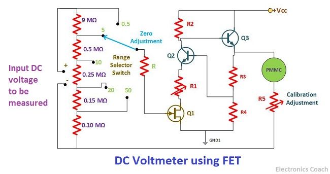 直流电压表使用FET